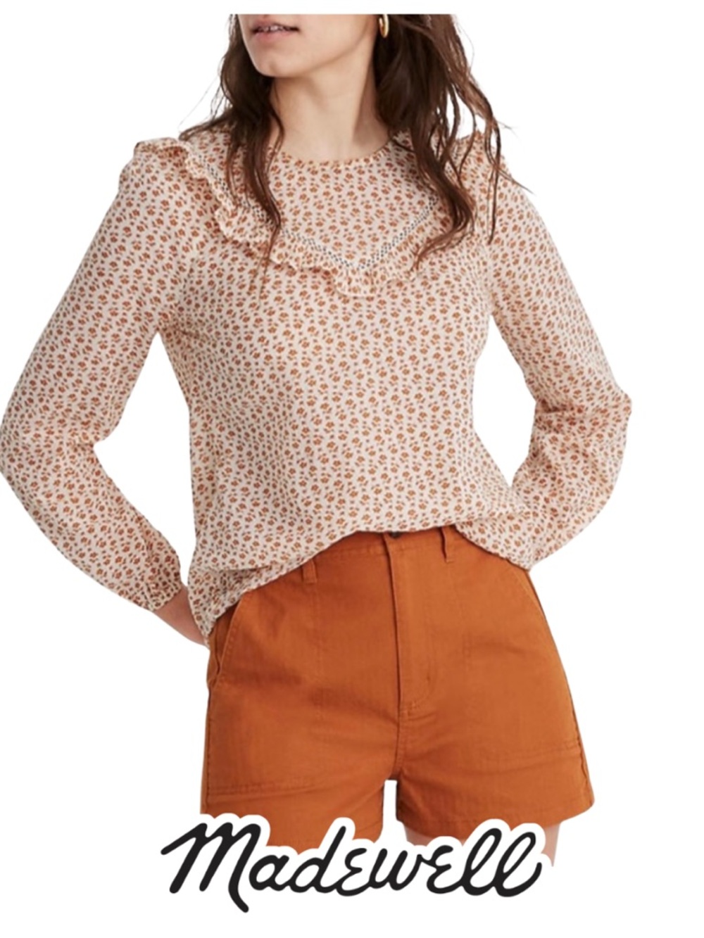 Madewell | Ruffle-Yoke Prairie Top Cutout Blooms Floral - Size M